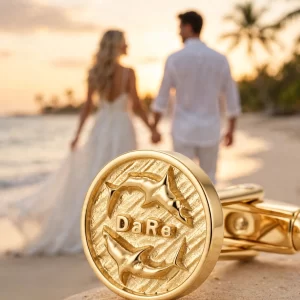 SHARKS 0001 Cufflinks - Gold Plated Brass - Dual Shark Edition