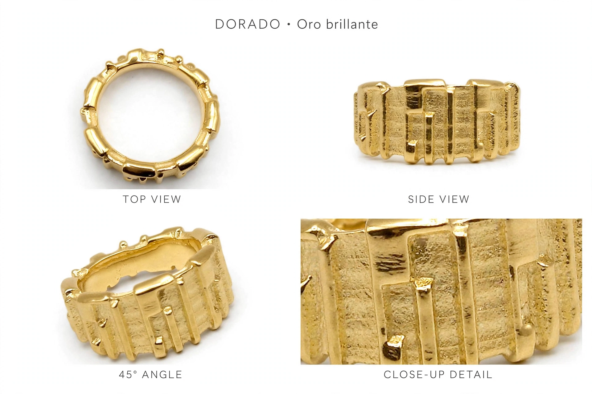DA RE Jewelry - BRICKELL Ring - Architectural Brick Pattern - Gold Plated - 3D Statement - Image 18