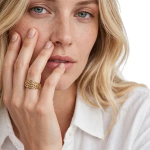 DA RE Jewelry - RING 42 - Maze Labyrinth Ring - Gold Plated - 3D Statement Band