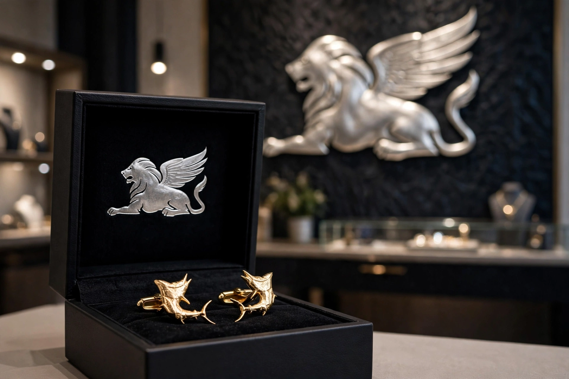 DA RE Jewelry - MARLINS 0001 Cufflinks - 3D Blue Marlin - Gold Plated - Image 4