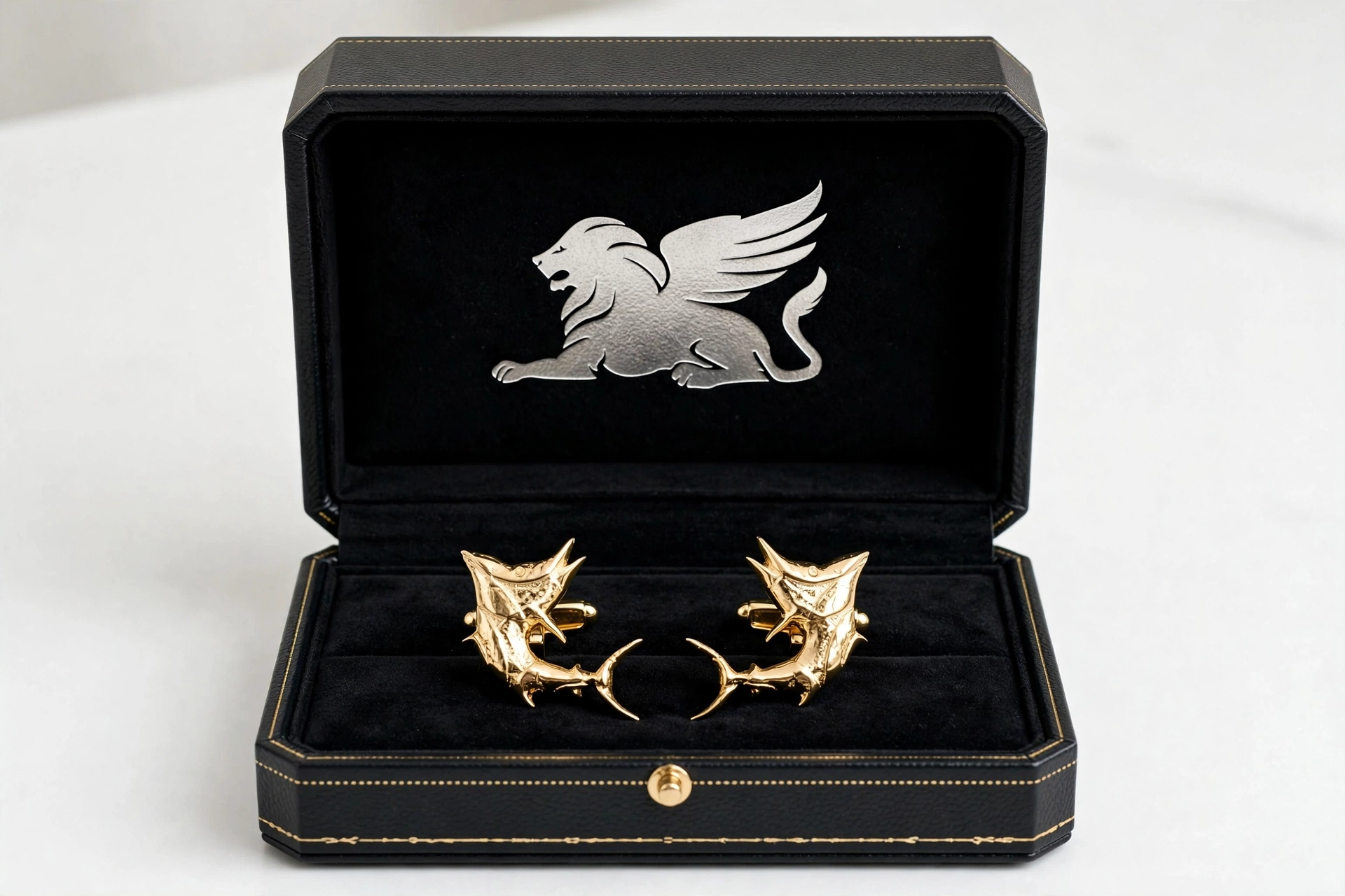 DA RE Jewelry - MARLINS 0001 Cufflinks - 3D Blue Marlin - Gold Plated - Image 3