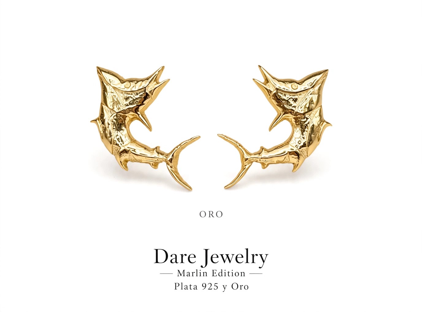DA RE Jewelry - MARLINS 0001 Cufflinks - 3D Blue Marlin - Gold Plated - Image 2
