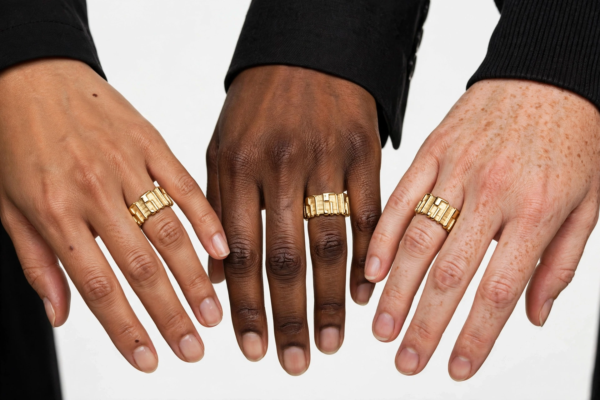 DA RE Jewelry - BRICKELL Ring - Architectural Brick Pattern - Gold Plated - 3D Statement - Image 21